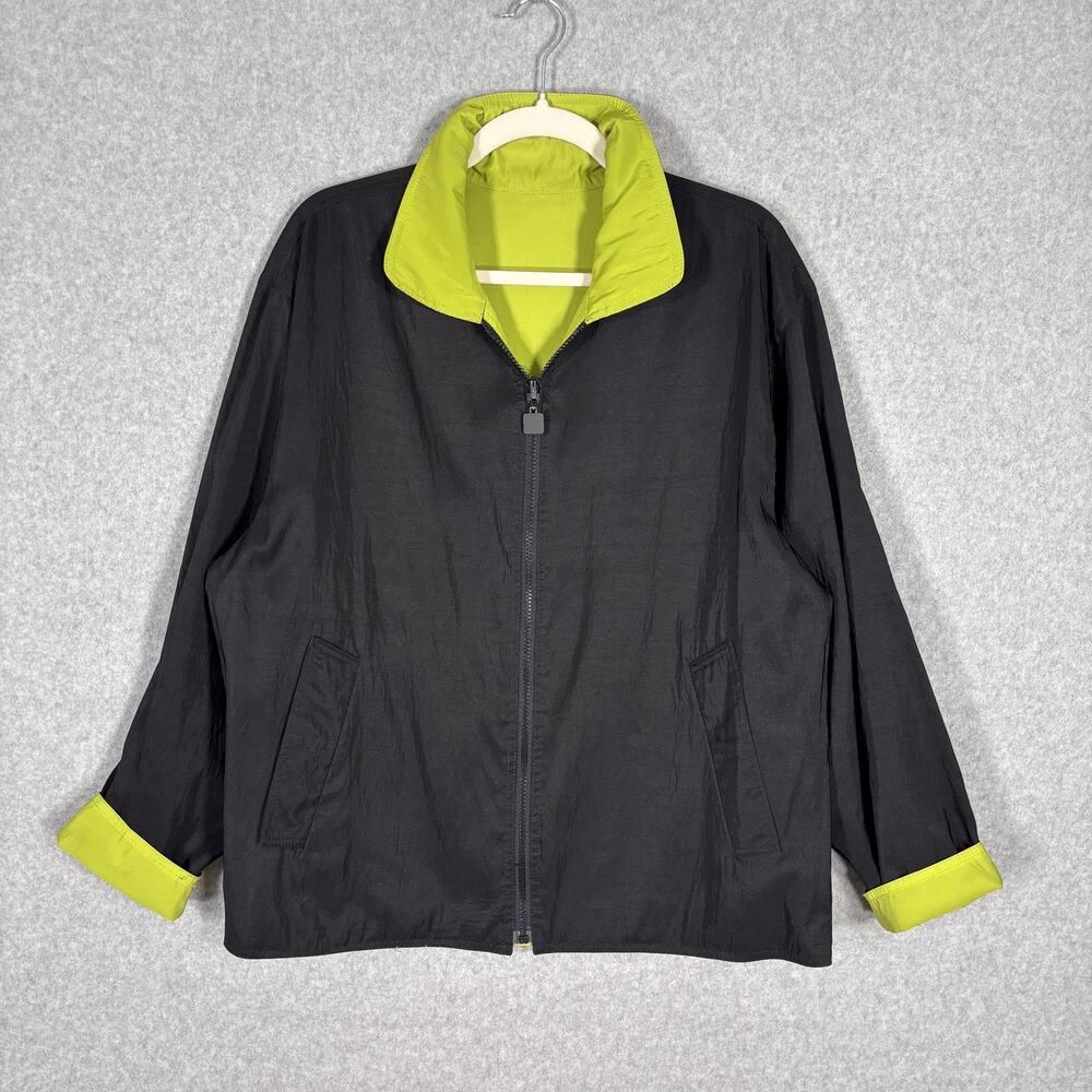 Mycra Pac Now Jacket Small Lime Green Reversible Rain Travel Nylon Pockets USA*